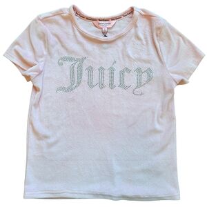 Juicy Couture Womens S Sleepwear Top Pink Shirt Velour Rhinestone Lounge Y2K